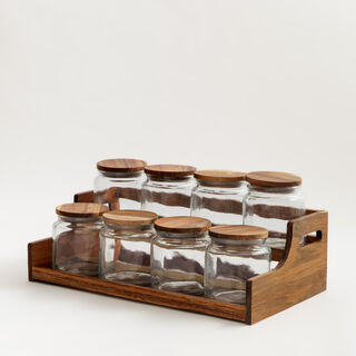 8 Pcs spices set with acacia wood stand