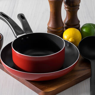 Alberto 2 Pieces Set Fry Pan + Sauce Pan Red 