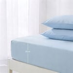 Boutique Blanche Fitted Sheet 100% Cotton 200Tc Percale Super King, Soft Blue 200*200 Cm image number 2