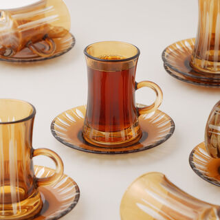 Dallaty 12pcs glass tea set, brown