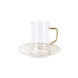 Dallaty white with gold patterns Tea and coffee cups set 18 pcs