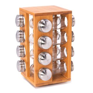 Spice Jars Set 16 Pieces With Bamboo Rack 