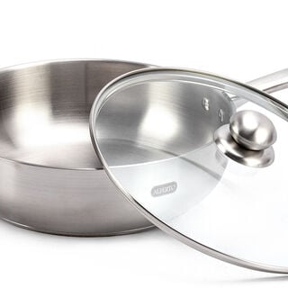 Alberto Stainless Steel Deep Frypan With Glass Lid