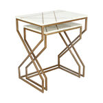 Nested Table Set Of 2 Rect. Marble And Metal White image number 1