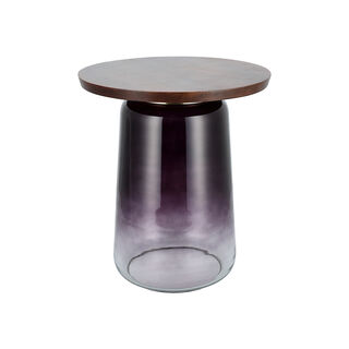 Side Table Glass Base And Metal Top 41*45 cm