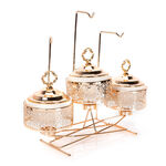 3 pieces Round Food Warmer Set With Candle Stand image number 2