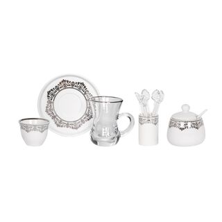 Lamesa 28Pc Porcelain Tc Set G&S White Silver
