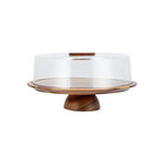 Billi wooden cake stand with acrylic lid 18.5*18.5*7 cm image number 0