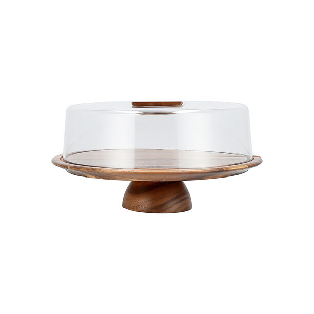 Billi wooden cake stand with acrylic lid 18.5*18.5*7 cm image number 0