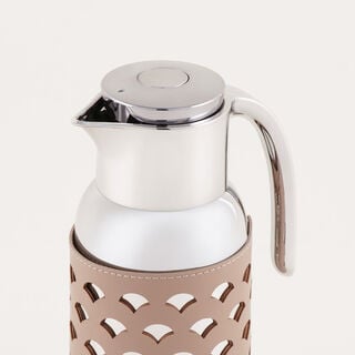 Dallaty Stainless Steel Thermos with Patterned Leather Touch, Beige, 1.3L