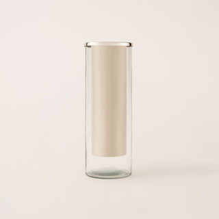 فازة اسطوانية مصنوعة من المعدن / زجاج باللون الفضي من مجموعة أُلْفَة 11.5*11.5*31 سم