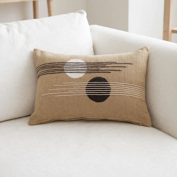 Homez Beige Abstract Circle And Line Cushion Cover, 30*45Cm image number 1