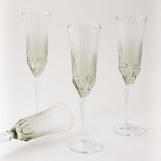 La Mesa 4Pcs Bottom Embossed Olive Green Tall Juice Glass, 170Ml