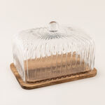 La Mesa glass cake stand with wooden base 21.5*32.5*22.5cm image number 1