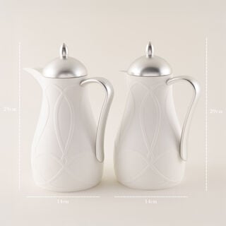Dallaty White and Silver Plastic Flask, 1L 2 Pieces