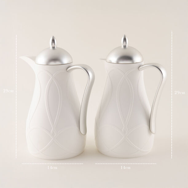 Dallaty White and Silver Plastic Flask, 1L 2 Pieces image number 2