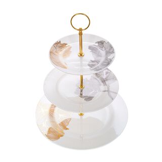 La Mesa Porcelain Cake Stand 3 Tiers Golden Garden