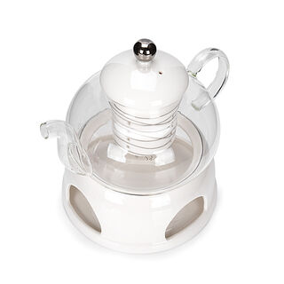 English Tea Pot With Warmer Inner Edg2 Silver