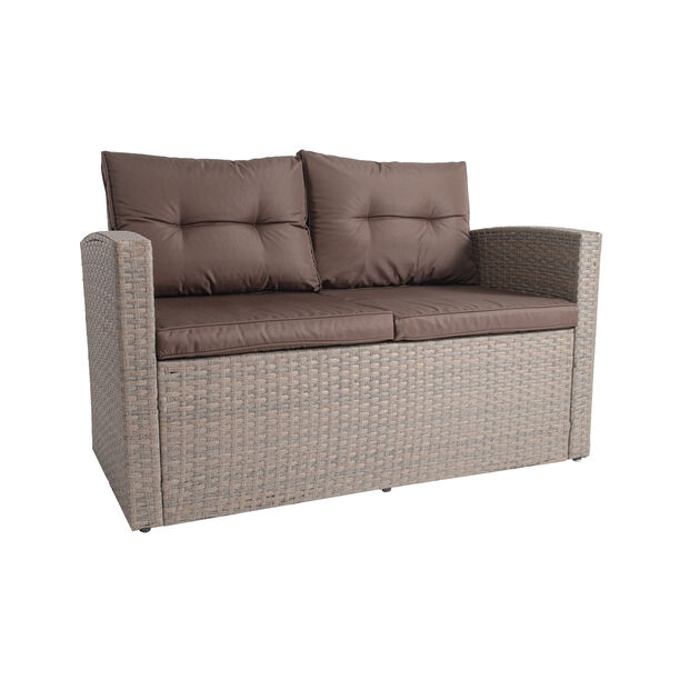 4 Piece Wicker Patio Set Antique Brown image number 3