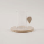 Dallaty 8pcs glass tea cup set with travertine handles and saucers image number 1