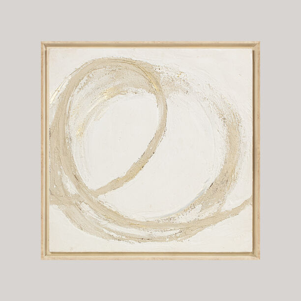 Homez wall art framed canvas wood, beige 80*80cm image number 0