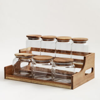 8 Pcs spices set with acacia wood stand