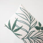 Boutique Blanche rectangular cotton pillow with leaves embroidery, green 45*35*15cm image number 2
