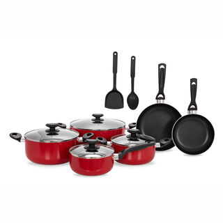 Betty Crocker 12Pcs Non Stick Cookware Set With Glass Lid