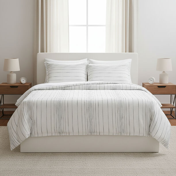 كوتاج طقم لحاف 6 قطع سوبر كينج مخطط أبيض، 260*250سم image number 0