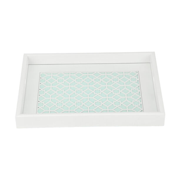 1Pc White Blue Wood Tray 38*28cm image number 3
