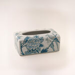 Homez blue and white ceramic tissue box 1*13*9 cm image number 0