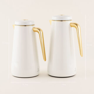 Dallaty Set of 2 Chrome Stainless Steel Thermos, Silver and Gold 1L and 1.3L