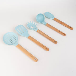 Alberto 6 pcs silicone and wood utensils set