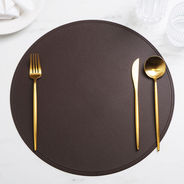 La Mesa 4pcs imitation leather round placemat, brown 38*38cm image number 5