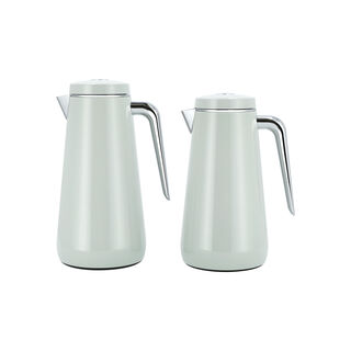 Dallaty set of 2 steel vacuum flask grey/chrome 1.0L and 1..3L