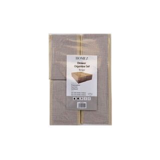 Fabric Set Of 3 Drawers Organizers Beige