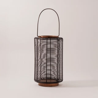 Homez metal and wood cage lantern, black 20.5*20.5*35 cm
