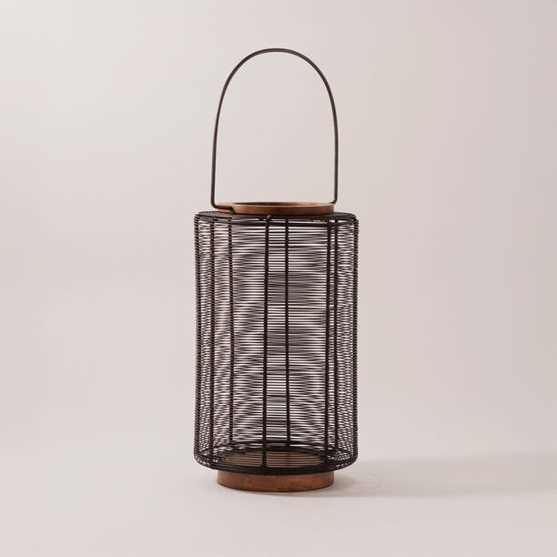 Homez metal and wood cage lantern, black 20.5*20.5*35 cm image number 1