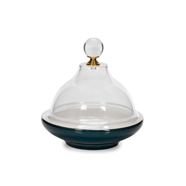 Dallaty dark green porcelain date bowl with lid 13*13*12 cm image number 0
