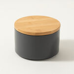 3 Pcs Grey Chalk Storage Jars With Bamboo Lid image number 1