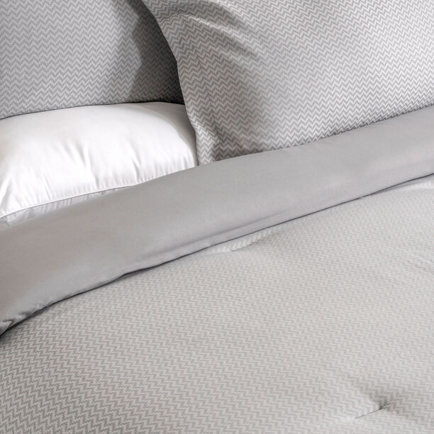 Cottage chevron 2pc comforter set twin 150*220cm microfiber grey image number 2