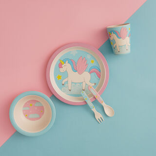 Kids 5 Pcs dinner sets, Luck Unicorn design