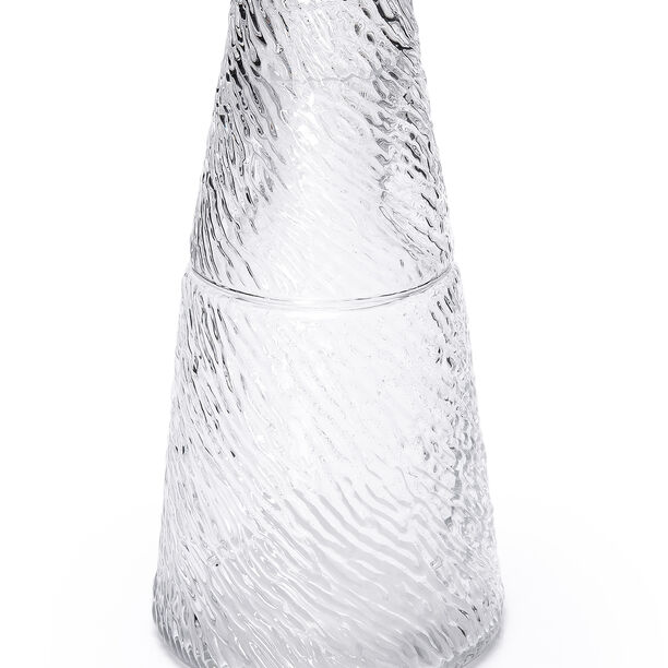 GLASS WATER JUG BEDSIDE AND TUMBLER HAMMERED WITH PLAIN FINISH image number 0