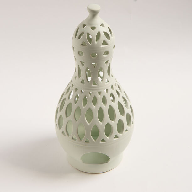 Homez gray ceramic candle holder 15.4*15.4*33 cm image number 1