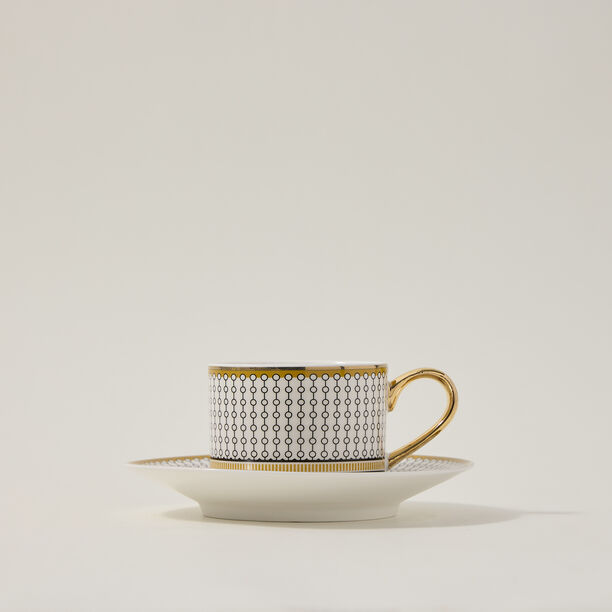 Dallaty white and black porcelain English tea cups set 12 pcs image number 1