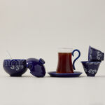 Dallaty blue glass and porcelain Tea and coffee cups set 21 pcs image number 0