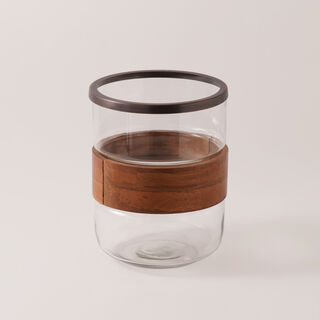 Homez wood and glass candle holder 23*23*31cm
