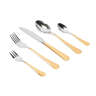 20 Pcs Cutlery Set Gold Handle And Silver Top