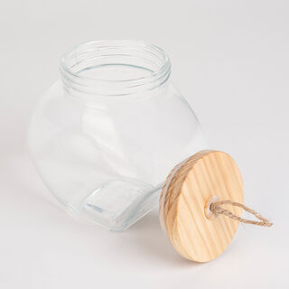 Alberto Round Glass Storage Jar With Wooden Lid And Hemp Rope 1550Ml