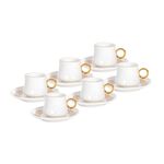 Lamesa 12 Pieces Porcelain Turkish Coffee White Gold image number 0